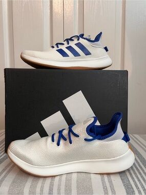 adidas Cloudfoam pure SPW Running Shoes White with Blue stripes 9.5 W NIB
